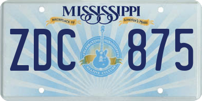 MS license plate ZDC875