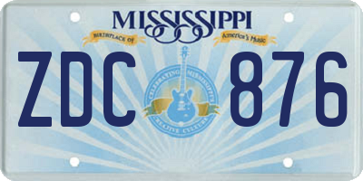 MS license plate ZDC876