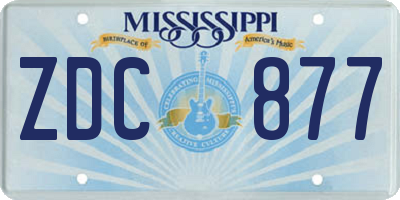 MS license plate ZDC877