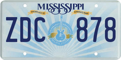 MS license plate ZDC878