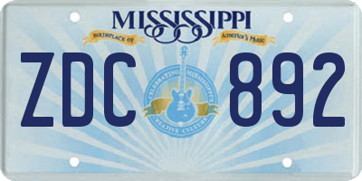 MS license plate ZDC892