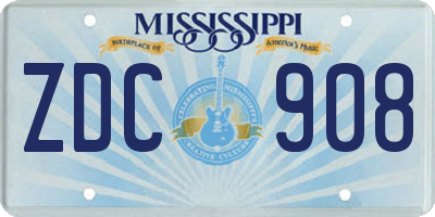 MS license plate ZDC908