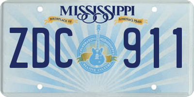 MS license plate ZDC911