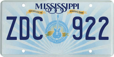 MS license plate ZDC922