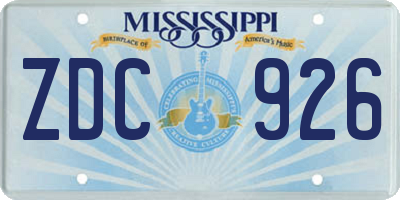 MS license plate ZDC926