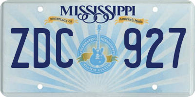 MS license plate ZDC927
