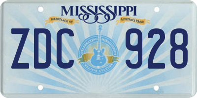 MS license plate ZDC928