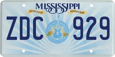 MS license plate ZDC929