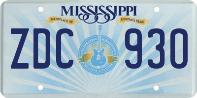 MS license plate ZDC930