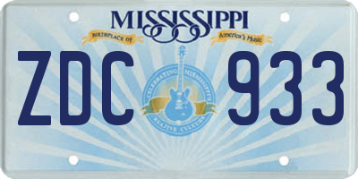 MS license plate ZDC933