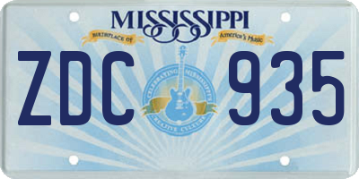 MS license plate ZDC935