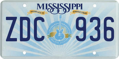 MS license plate ZDC936