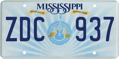 MS license plate ZDC937
