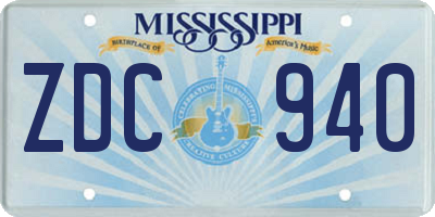MS license plate ZDC940