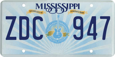 MS license plate ZDC947
