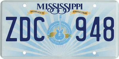 MS license plate ZDC948