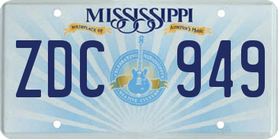 MS license plate ZDC949