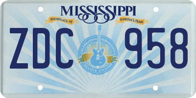 MS license plate ZDC958