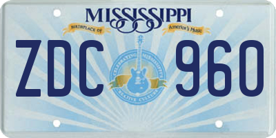 MS license plate ZDC960