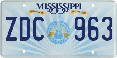 MS license plate ZDC963