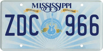 MS license plate ZDC966