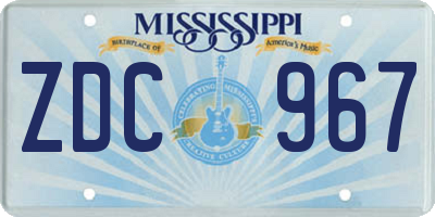 MS license plate ZDC967