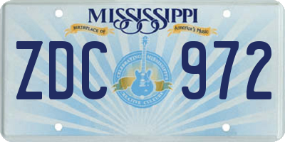 MS license plate ZDC972