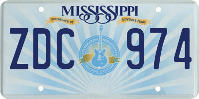 MS license plate ZDC974