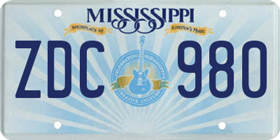 MS license plate ZDC980