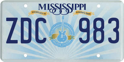 MS license plate ZDC983