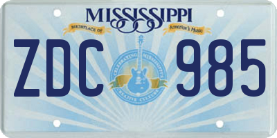 MS license plate ZDC985