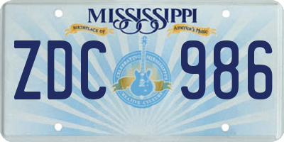 MS license plate ZDC986