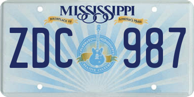 MS license plate ZDC987