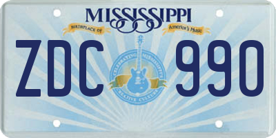 MS license plate ZDC990