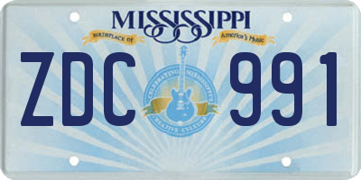 MS license plate ZDC991