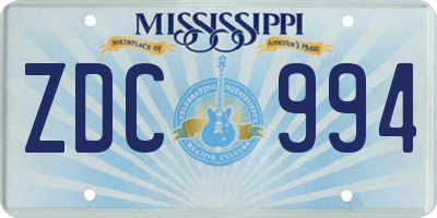 MS license plate ZDC994