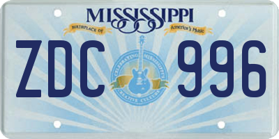MS license plate ZDC996