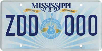 MS license plate ZDD000