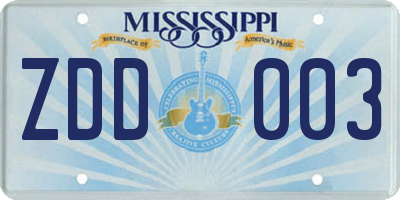 MS license plate ZDD003
