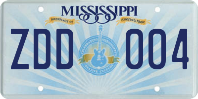 MS license plate ZDD004