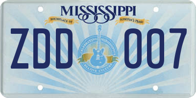MS license plate ZDD007