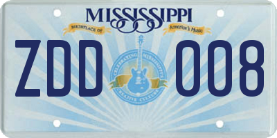 MS license plate ZDD008