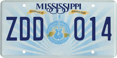 MS license plate ZDD014