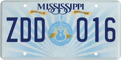MS license plate ZDD016