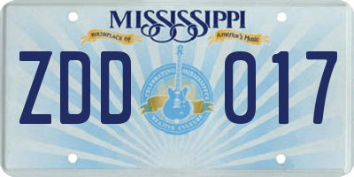 MS license plate ZDD017