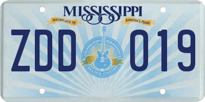 MS license plate ZDD019