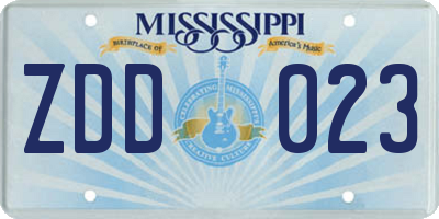 MS license plate ZDD023
