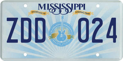MS license plate ZDD024