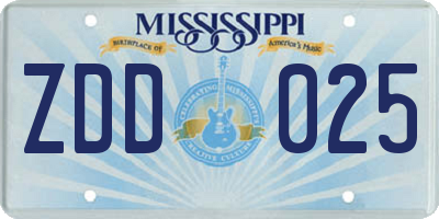 MS license plate ZDD025