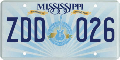 MS license plate ZDD026